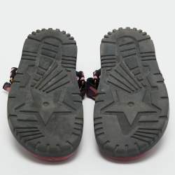 Pre Owned Dior Multicolor Brocade Fabric and Velvet D-wave Ankle Strap Sandals Size 36