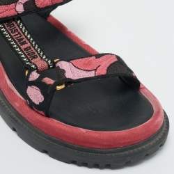 Pre Owned Dior Multicolor Brocade Fabric and Velvet D-wave Ankle Strap Sandals Size 36