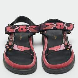 Pre Owned Dior Multicolor Brocade Fabric and Velvet D-wave Ankle Strap Sandals Size 36