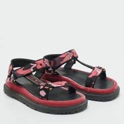 Pre Owned Dior Multicolor Brocade Fabric and Velvet D-wave Ankle Strap Sandals Size 36