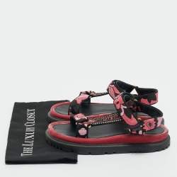 Pre Owned Dior Multicolor Brocade Fabric and Velvet D-wave Ankle Strap Sandals Size 36