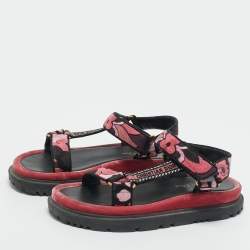 Pre Owned Dior Multicolor Brocade Fabric and Velvet D-wave Ankle Strap Sandals Size 36