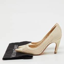 Pre Owned Dior Cream Fishnet Fabric Pointed Toe Pumps Size 35