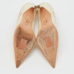 Pre Owned Dior Cream Fishnet Fabric Pointed Toe Pumps Size 35