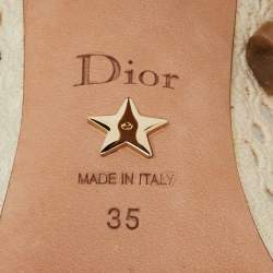 Pre Owned Dior Cream Fishnet Fabric Pointed Toe Pumps Size 35