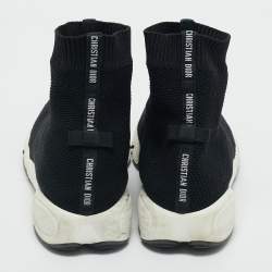 مملوكة مسبقًا Dior Black Knit Fabric Fusion 2.0 Sock High Top Sneakers Size 39