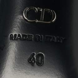 Pre Owned Dior Black Leather Stellar Block Heel Ankle Tie Pumps Size 40