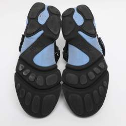 Pre Owned Dior Blue Neoprene and Mesh Fusion Embellished Velcro Strap Sneakers Size 35