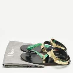 Pre Owned Dior Multicolor Snakeskin Ankle Wrap Flat Sandals Size 37