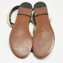 Pre Owned Dior Multicolor Snakeskin Ankle Wrap Flat Sandals Size 37