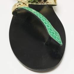 Pre Owned Dior Multicolor Snakeskin Ankle Wrap Flat Sandals Size 37