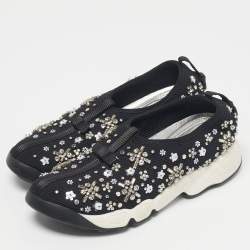 Pre Owned Dior Black Mesh Embellished Fusion Sneakers Size 35,5