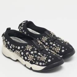 Pre Owned Dior Black Mesh Embellished Fusion Sneakers Size 35,5