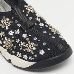 Pre Owned Dior Black Mesh Embellished Fusion Sneakers Size 35,5