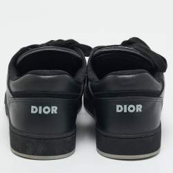 Pre Owned Dior Black Leather and Oblique Canvas B27 Sneakers Size 39.5