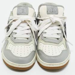 Pre Owned Dior Grey/White Leather And Jacquard B27 Sneakers Size 36