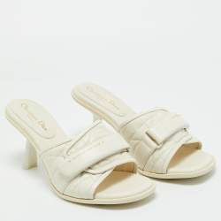 Pre Owned Dior Off White Quilted Leather Diorevolution Slide Sandals Size 41
