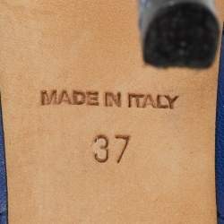 Pre Owned Dior Blue Cannage Leather and Patent Bow Peep Toe Platform Pumps Size 37