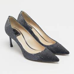 Pre Owned Dior Black/Silver Sequins Pointed Toe Pumps Size 39