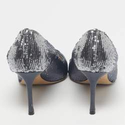 Pre Owned Dior Black/Silver Sequins Pointed Toe Pumps Size 39