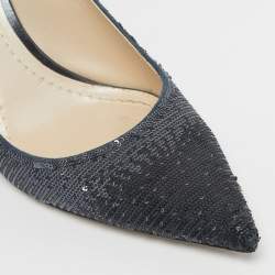 Pre Owned Dior Black/Silver Sequins Pointed Toe Pumps Size 39