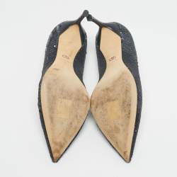 Pre Owned Dior Black/Silver Sequins Pointed Toe Pumps Size 39