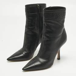 Pre Owned Dior Black Leather J'Adior Ankle Length Boots Size 38               