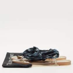 Pre Owned Dior Two Tone Fabric Kaleidoscope Thong Flat Sandals Size 42