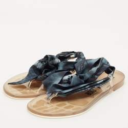 Pre Owned Dior Two Tone Fabric Kaleidoscope Thong Flat Sandals Size 42