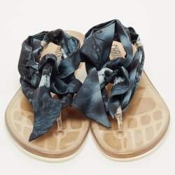 Pre Owned Dior Two Tone Fabric Kaleidoscope Thong Flat Sandals Size 42