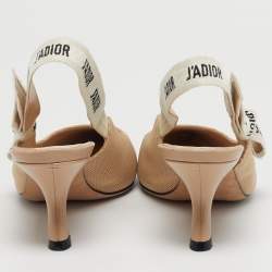 Pre Owned Dior Beige Fabric J'Adior Slingback Pumps Size 38.5