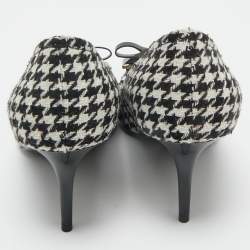 Pre Owned Dior Black/White Knit Fabric Bow Pointed Toe Pumps Size 36