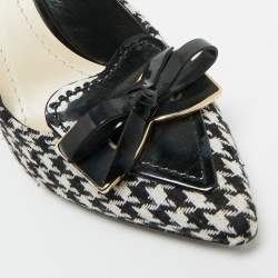 Pre Owned Dior Black/White Knit Fabric Bow Pointed Toe Pumps Size 36