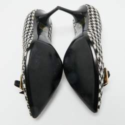 Pre Owned Dior Black/White Knit Fabric Bow Pointed Toe Pumps Size 36
