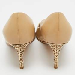 Pre Owned Dior Beige Leather Peep Toe Pumps Size 36.5