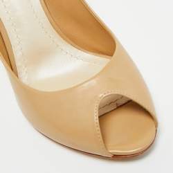 Pre Owned Dior Beige Leather Peep Toe Pumps Size 36.5