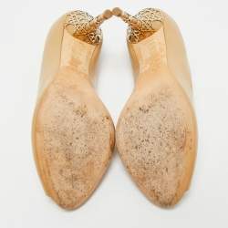 Pre Owned Dior Beige Leather Peep Toe Pumps Size 36.5