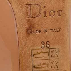 Pre Owned Dior Beige  Patent Leather Logo Round Toe Pumps Size 36