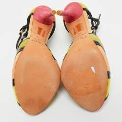 Pre Owned Dior Multicolor Patent Leather and Suede Peep Toe Sandals Size 36