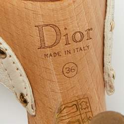 Pre Owned Dior White Leather Luck Slide Sandals Size 36