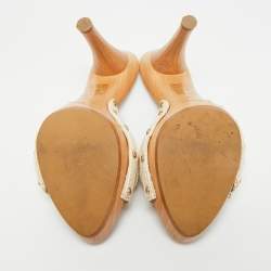 Pre Owned Dior White Leather Luck Slide Sandals Size 36