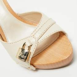Pre Owned Dior White Leather Luck Slide Sandals Size 36