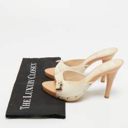 Pre Owned Dior White Leather Luck Slide Sandals Size 36
