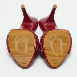 Pre Owned Dior Dark Red Leather Studded Slide Sandals Size 36.5