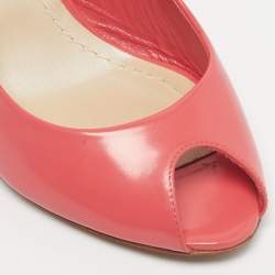 Pre Owned Dior Pink Brushed Leather Peep Toe Slingback Pumps Size 36.5