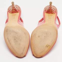 Pre Owned Dior Pink Brushed Leather Peep Toe Slingback Pumps Size 36.5