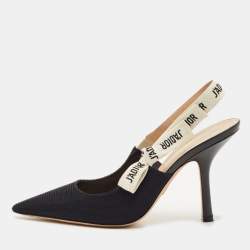 Pre Owned Dior Black Technical Fabric J'adior Slingback Pumps Size 39.5