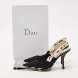 Pre Owned Dior Black Technical Fabric J'adior Slingback Pumps Size 39.5