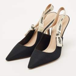 Pre Owned Dior Black Technical Fabric J'adior Slingback Pumps Size 39.5