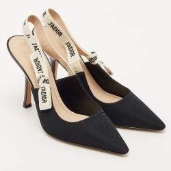 Pre Owned Dior Black Technical Fabric J'adior Slingback Pumps Size 39.5